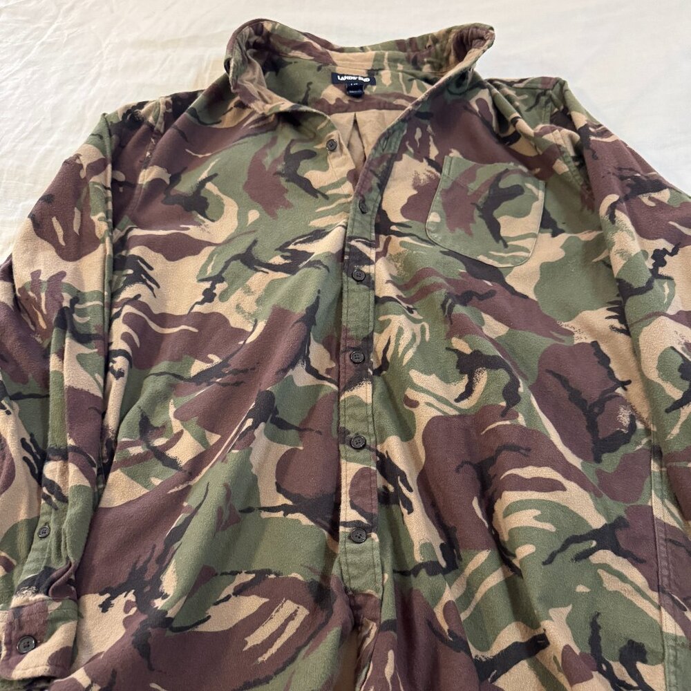 Lands End premium flannel shirt, mens, large/tall, traditional fit, camo pattern
